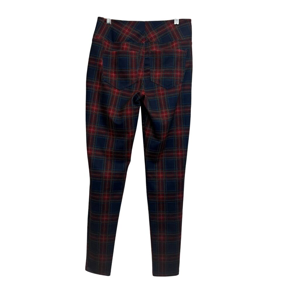 So Women’s Pants High Rise Plaid Ponte Med Leggings Stretch Red Pockets‎